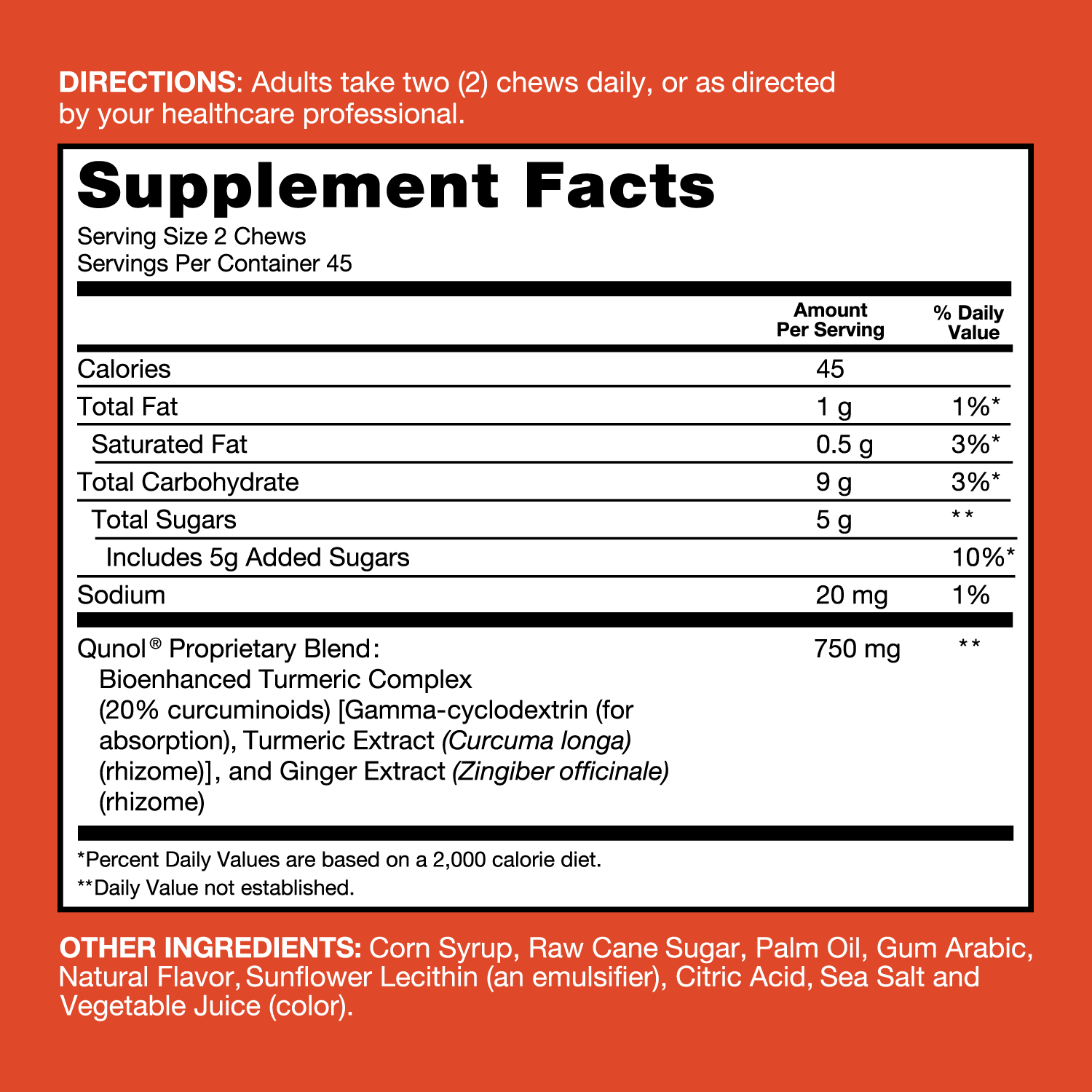 Turmeric + Ginger Chews, 750mg