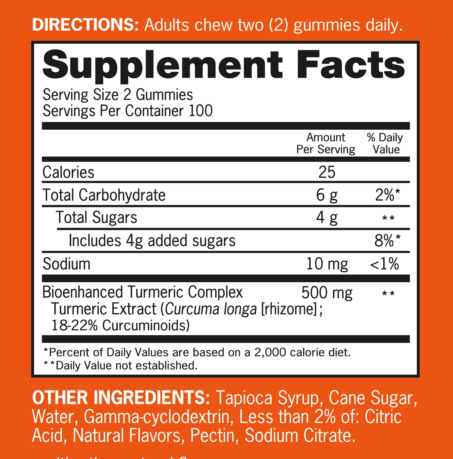 Turmeric Gummies Supplement Facts