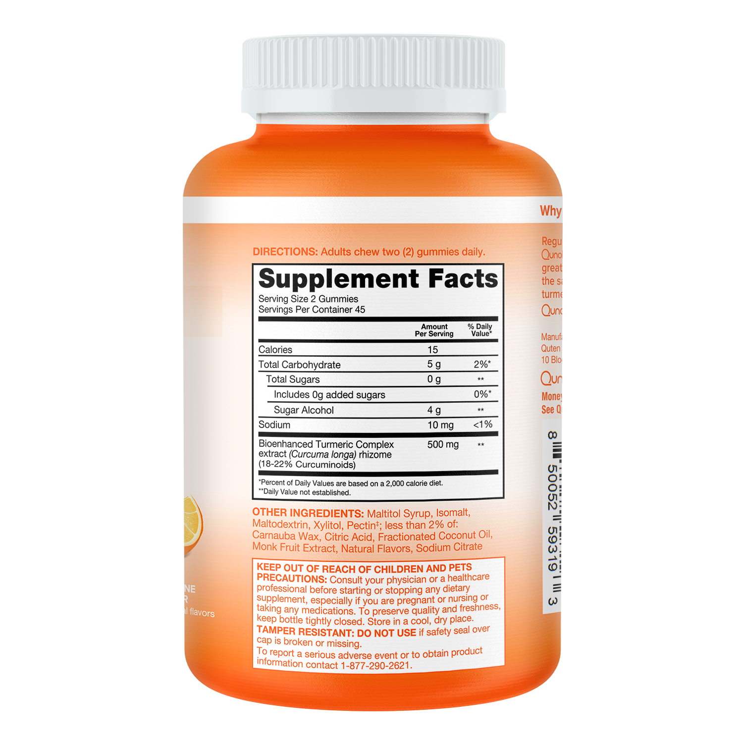 Turmeric Zero Sugar Gummies, 500mg