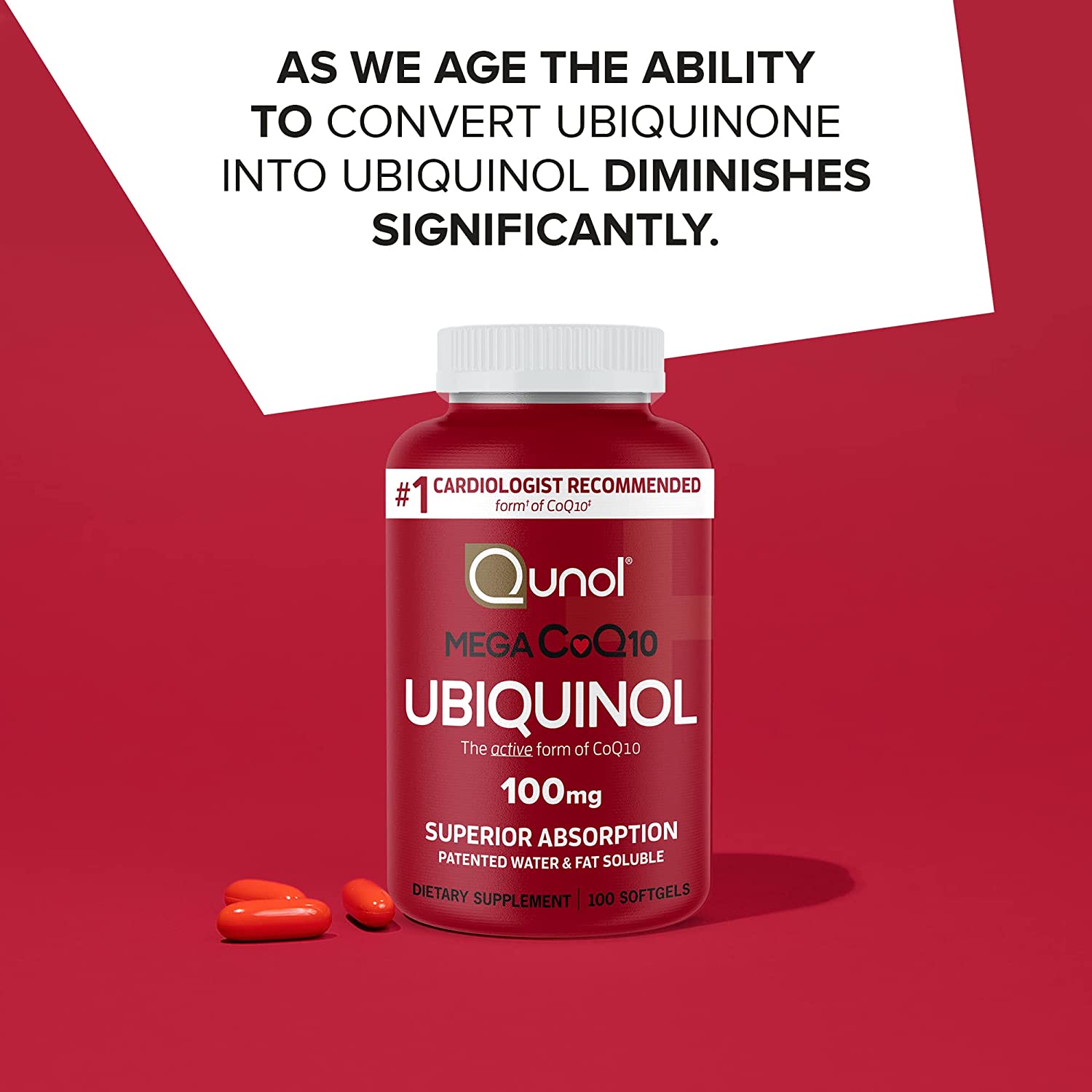 As we age the ability to convert ubiquinone into uniquinol diminishes significantly