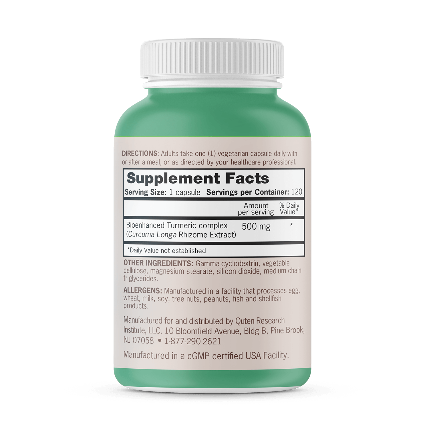 Vegetarian Turmeric Supplement Facts