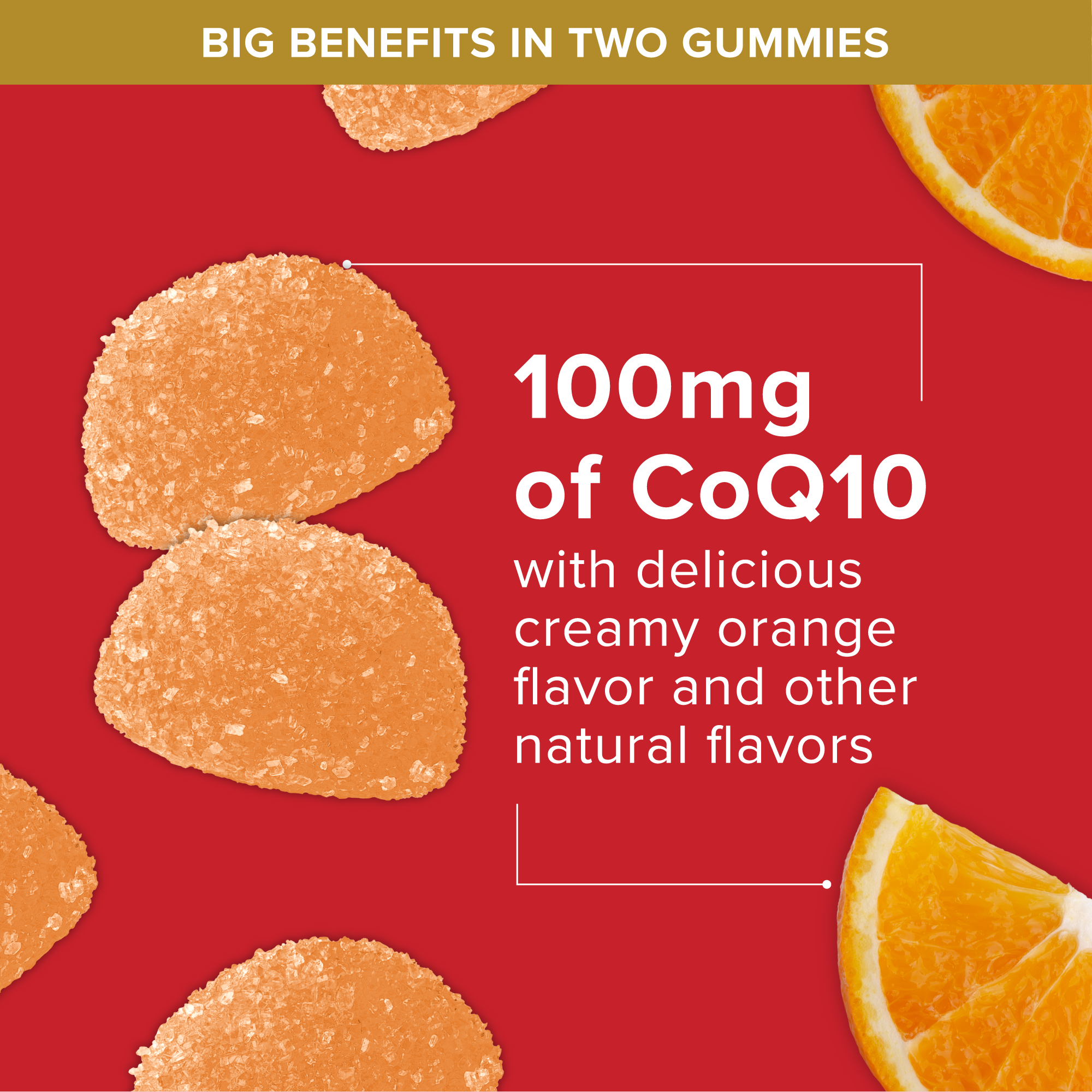 CoQ10 Gummies, 100mg, Rich Orange Flavor