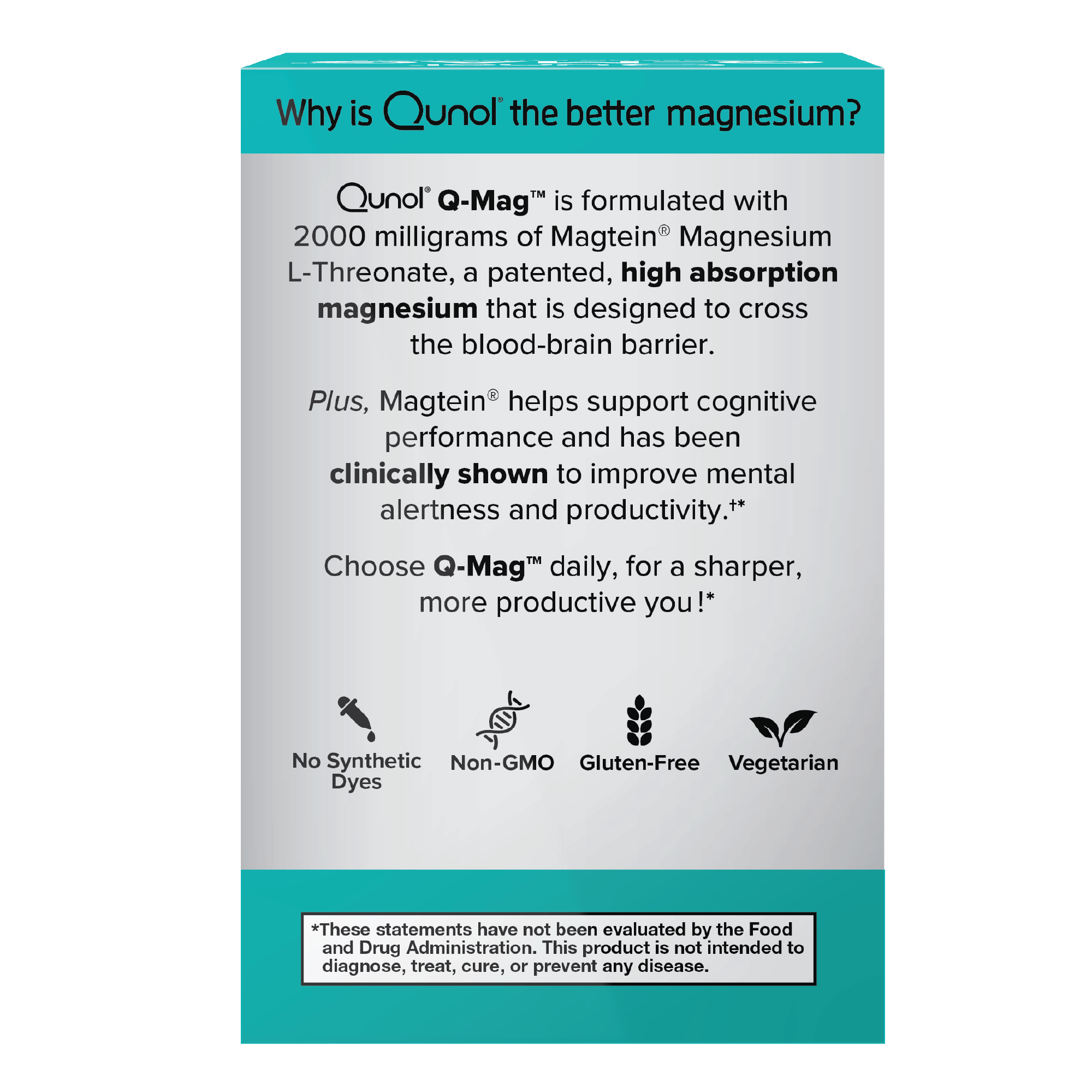 Q-Mag Magnesium L-Threonate Tablets, 2000mg