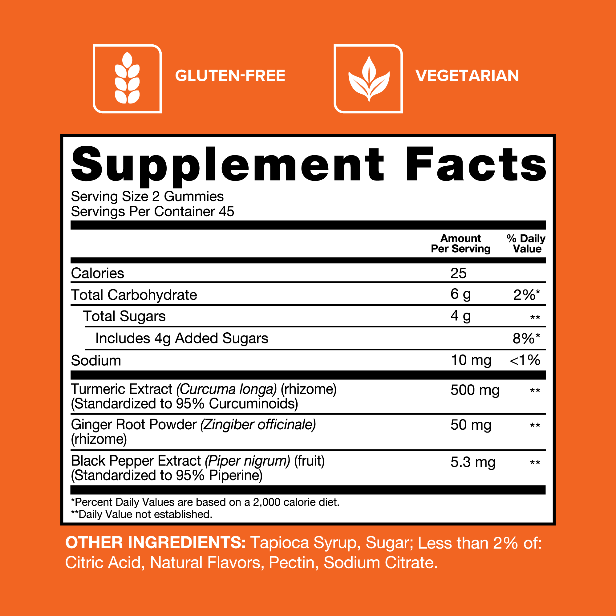 Turmeric + Ginger + Black Pepper Gummies, 550 mg, Pineapple Flavor